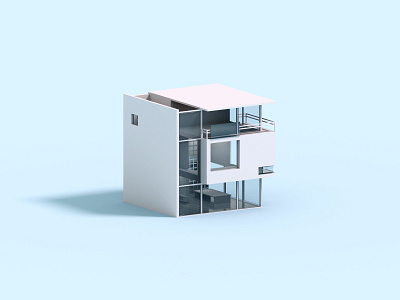 Cubic 3d house illustration isometric minimal voxel voxelart