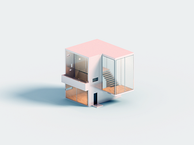 Madera 3d house illustration minimal voxel voxelart
