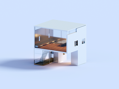 Nook 3d architecture house illustration render voxel
