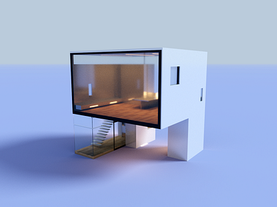 Perspective 3d architecture house illustration minimal voxel