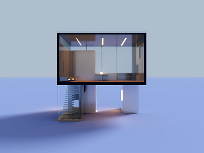 Front 3d architecture house illustration minimal voxel