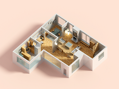 Floor Plan 3 3d architecture floorplan house illustration voxel