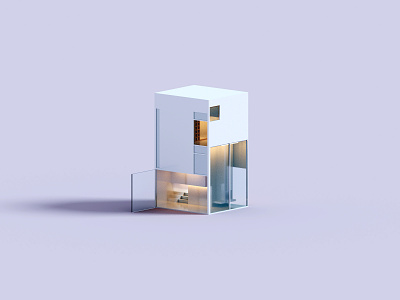 Forms 3d architecture house illustration voxel