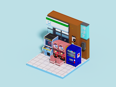 Arcade Gaming 3d 3dart arcade gaming illustration magicavoxel render retro vendingmachine voxel