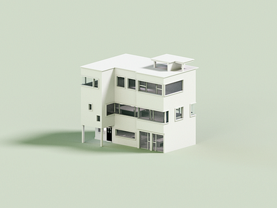 Modernist 3d architecture house illustration minimal render voxel voxelart