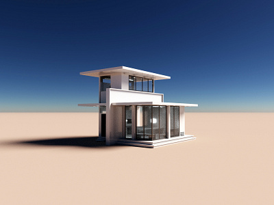 Oasis 3d architecture house illustration minimal render voxel