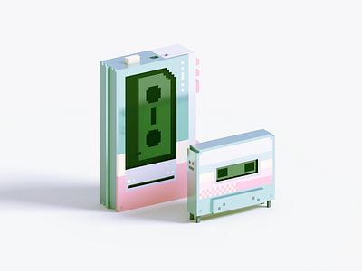 Cassette tape 3d cassette illustration pastel render voxel