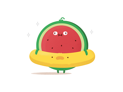 Summer cartoon floatie food fruit illustration summer watermelon