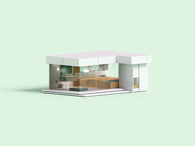 Grid 3d architecture illustration minimal render voxel voxelart