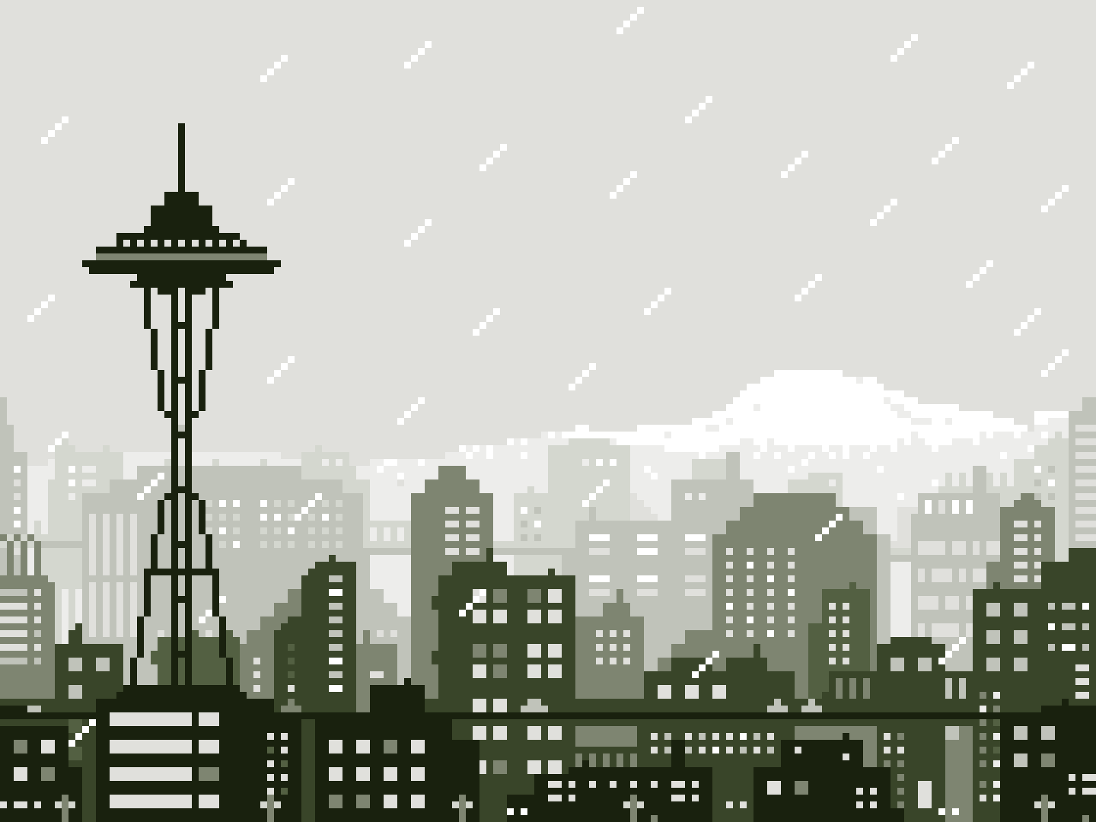 Seattle Skyline city gif illustration pixel pixel art rain retro seattle skyline