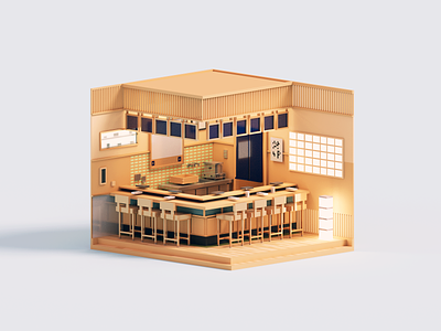Sushi Dreams 3d architecture dreams illustration jiro magicavoxel sushi voxel voxelart
