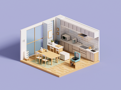 Record 3d 3d art architecture illustration kitchen magicavoxel minimal record voxel voxelart