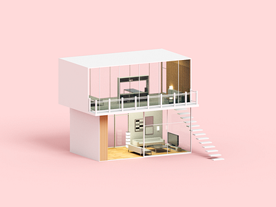 Urban 3d 3dart architecture illustration minimal render room voxel voxelart