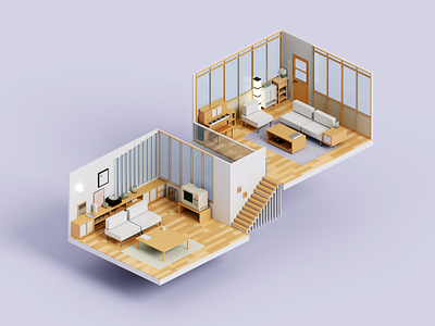 Floor Plan 3d architecture floor plan illustration minimal render room voxel voxelart