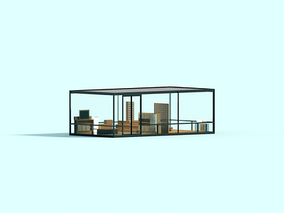 Mies 3d architecture illustration minimal render voxel voxelart