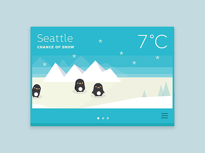 Chance of Snow animal app cute flat illustration penguin seattle snow weather widget winter