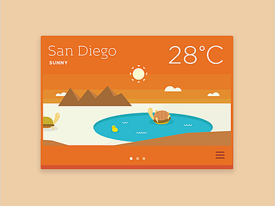 Sunny animal app cute flat illustration san diego summer sun turtle weather widget