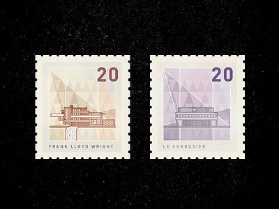Architecture Stamps architecture frank lloyd wright geometry home house illustration le corbusier line modern stamp