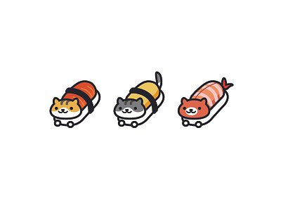 Neko Nigiri animal cat cute food illustration neko neko atsume nigiri sashimi sushi
