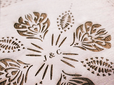 J & C engraving lasercut pattern wedding wood