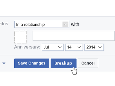 Facebook Breakup Button breakup button facebook relationship ui