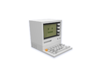 Retro 3d computer cube illustration retro