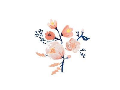 Peachy floral flower watercolor