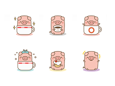 Pig Sticker Pack animal. illustration pig sticker stickerpack