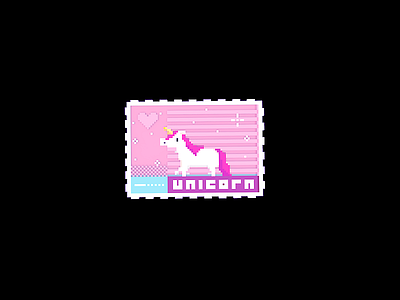 Unicorn badge illustration pixel stamp unicorn