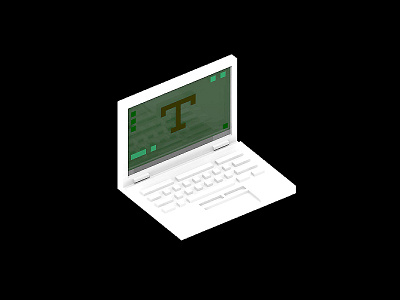 Type 3d illustration laptop type