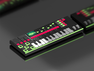 Synth 3d illustration isometric midi music neon synth synthesizer voxel