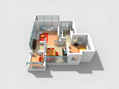 Floor Plan 2 3d floor plan house render room voxel voxelart