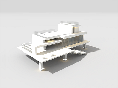 II 3d architecture glass house modern voxel