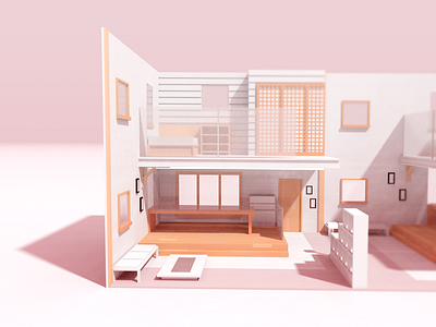 Zen 3d architecture home house illustration magicavoxel minimal minimalist render voxel voxelart