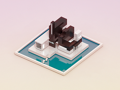Minimal House III 3d architecture home house illustration minimal render voxel voxelart