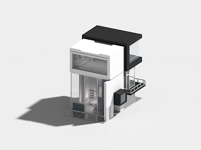 Cubic 3d architecture house illustration minimal modern voxel