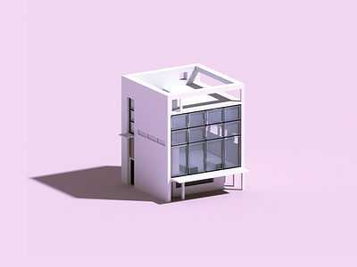 Quatras 3d architecture house illustration voxel voxelart