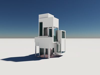 Dwell 3d house illustration modern voxel
