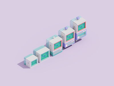 Evolve 3d illustration isometric pastel robot voxel voxelart
