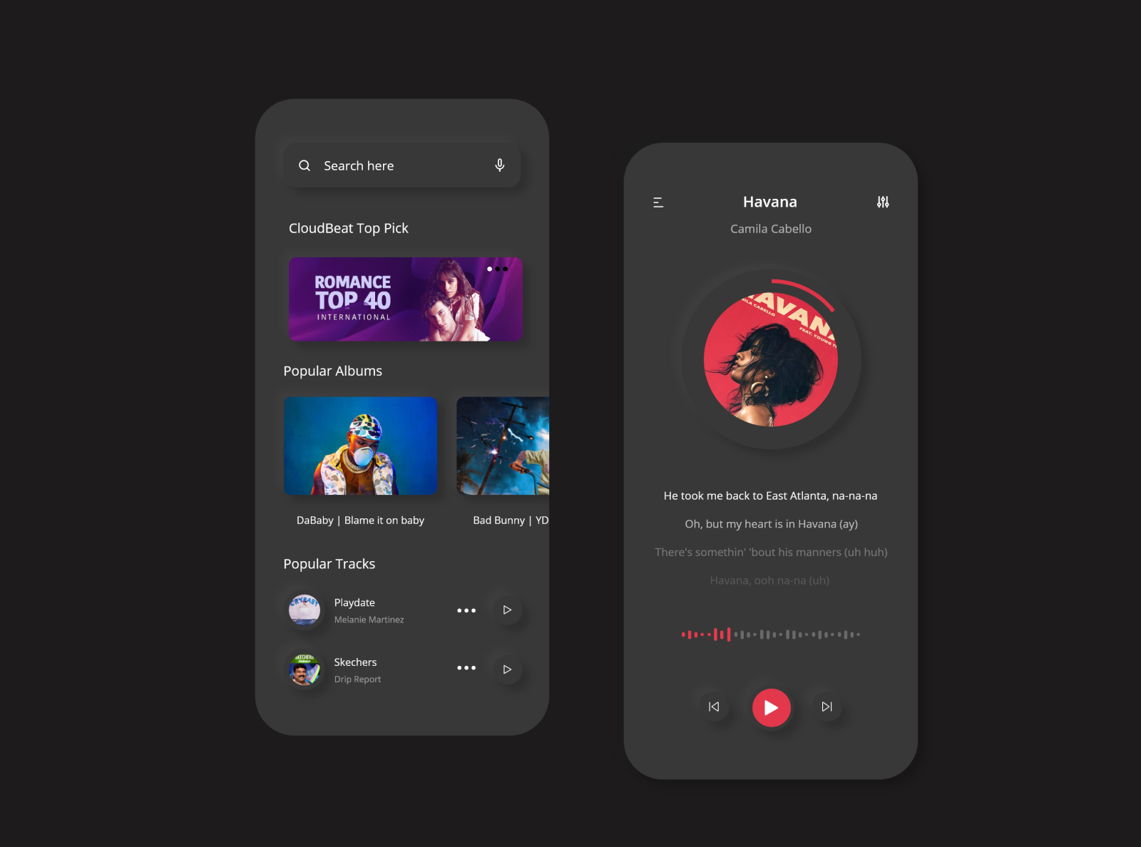 Music App (Dark Theme UI) by Himanshu Singh on Dribbble