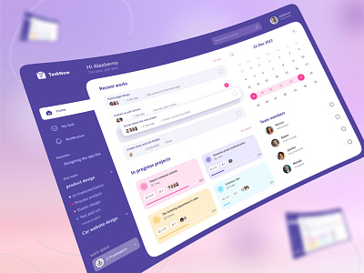 Conceptual design for task management dashboard