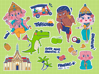 Amazing Thailand design illustration sticker