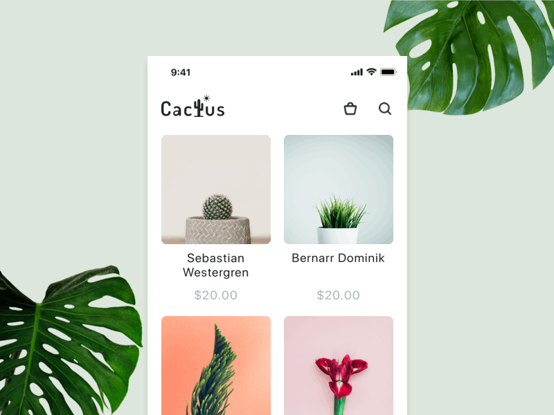 Cactus - Store app concept card catalog micro animation micro interaction plant shop app store ui ux ui design