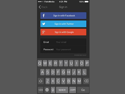 Social Flat Designed Login For Iphone