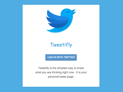 Tweetifly - Your Personal Tweet Page debut design draft flat design login media share social network startup twitter