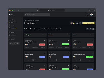 Task management concept app branding dashboard design product design saas tasak task management ui ux web web design