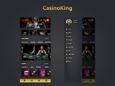 Casino king APP Screens app ui appui casino design gambling graphic design illustration poker vector