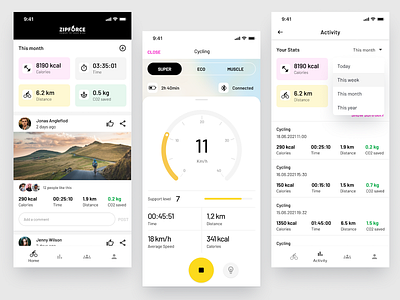 Zipforce E-bike app branding design e bike figma mobile app ui ux