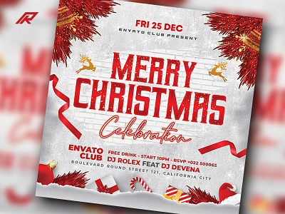 Christmas Flyer Template christmas bash christmas eve flyer christmas flyer christmas party christmas template dj artist flyer dj club flyer dj flyer holiday instagram post instagram story merry christmas new year eve new year flyer new year party night club flyer winter party flyer xmas party flyer