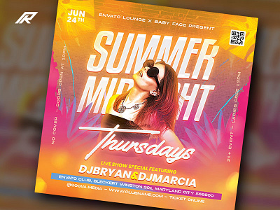 Summer Party Flyer advertising artist birthday brochure celebration club concert dj club dj flyer flyer ladies night flyer lounge modern music night club flyer party print summer template throwback